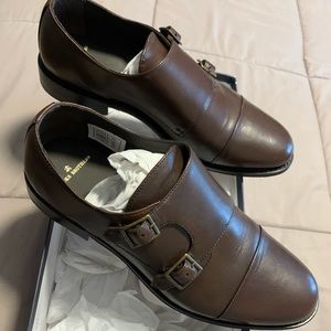 Brooks Brothers 10.5D Chocolate Brown Leather Double Monk Strap Like New w/box